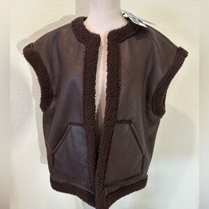 Faux Shearling Lined Leather Vest-Future Collective Reese Blutstein